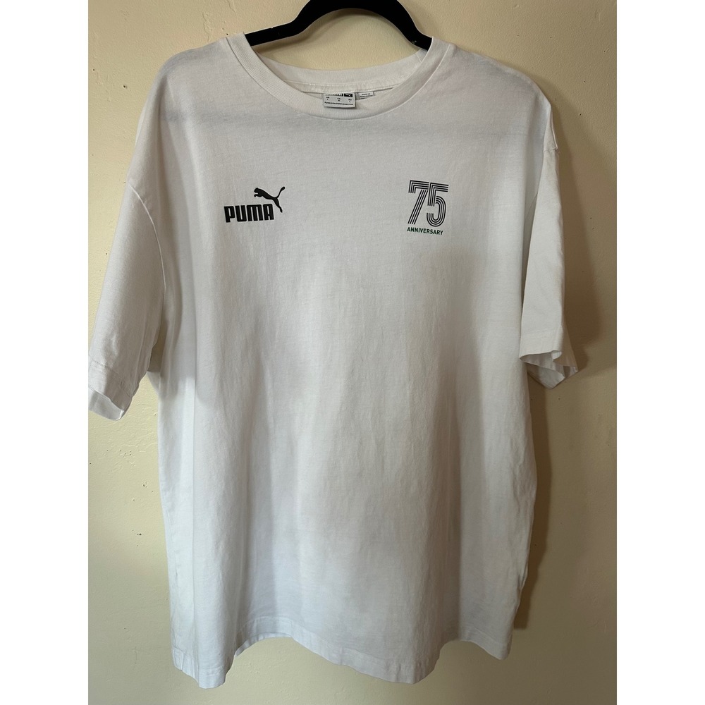 Puma 75th Anniversary Graphic T-Shirt Mens Large White Short Sleeve Logo Tee